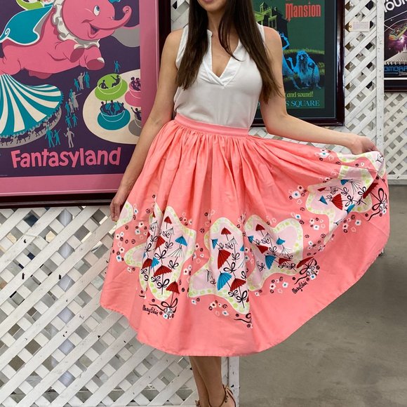 Pinup Couture Pink A-Line Skirt with Butterfly Print - Picture 8 of 9